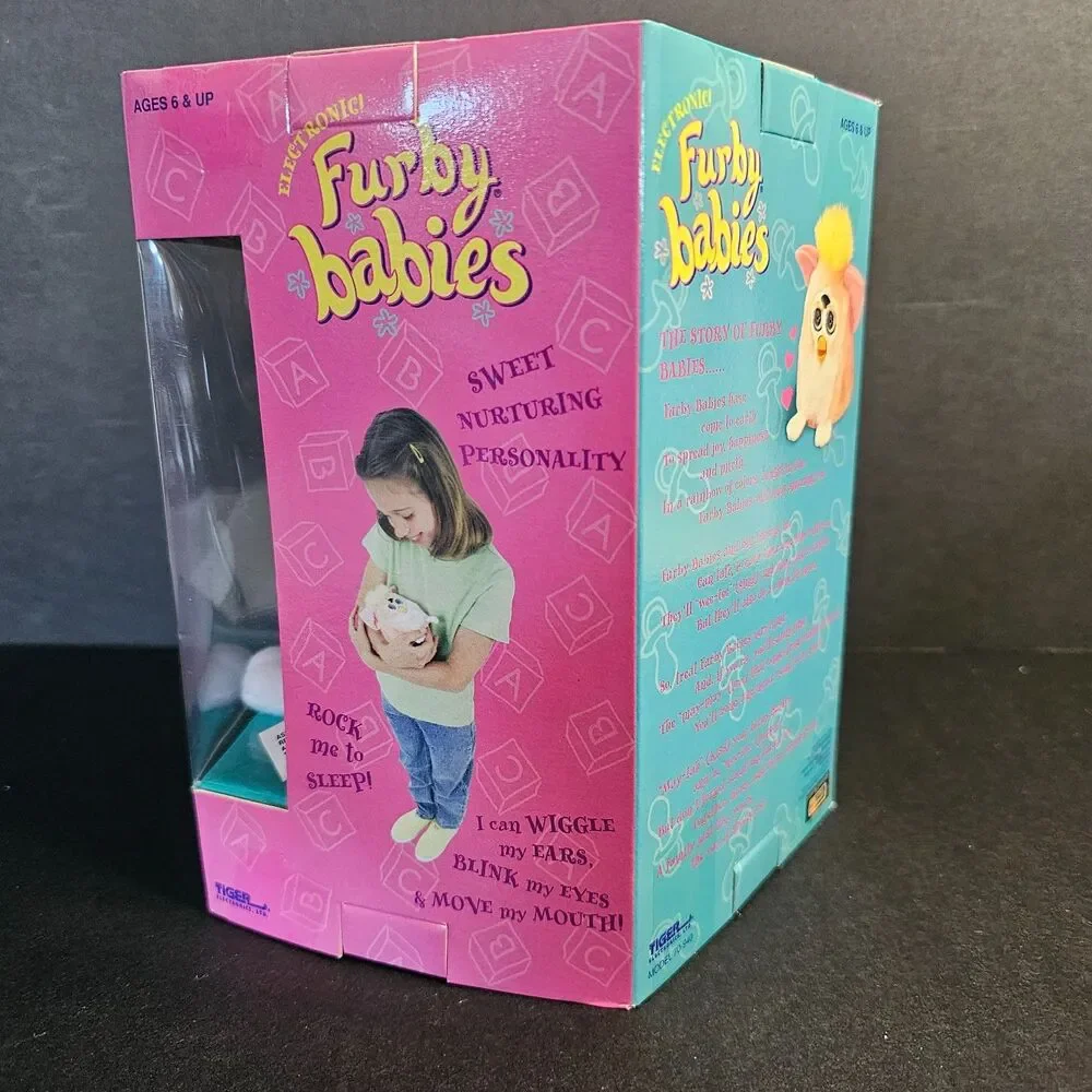 New Pink White Furby Baby, Vtg Sealed 1999 Tiger Electronics Talking Pet